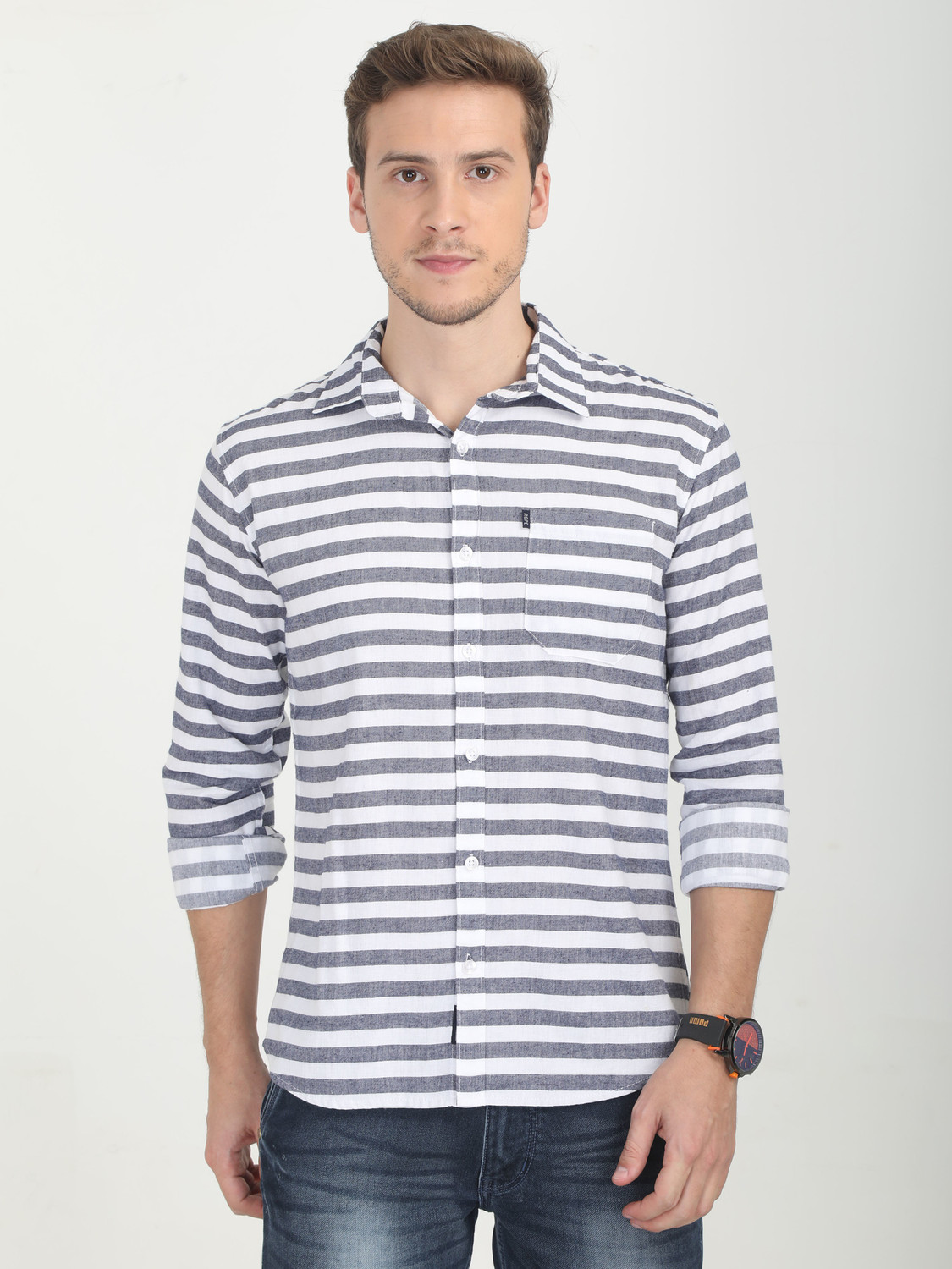 Image of ARROW Men Regular Fit Printed Spread Collar Formal Shirt