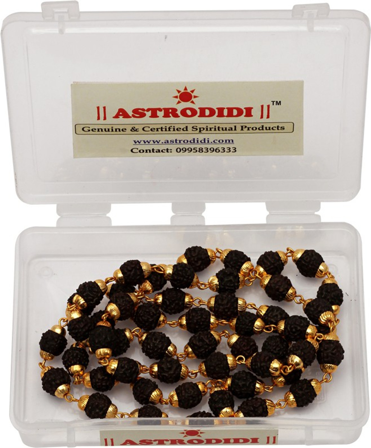 Astrodidi Black 5 Mukhi Rudraksha Mala with Brass Golden Capping Five Face Rudraksha Mala Wood Copper Chain Price History