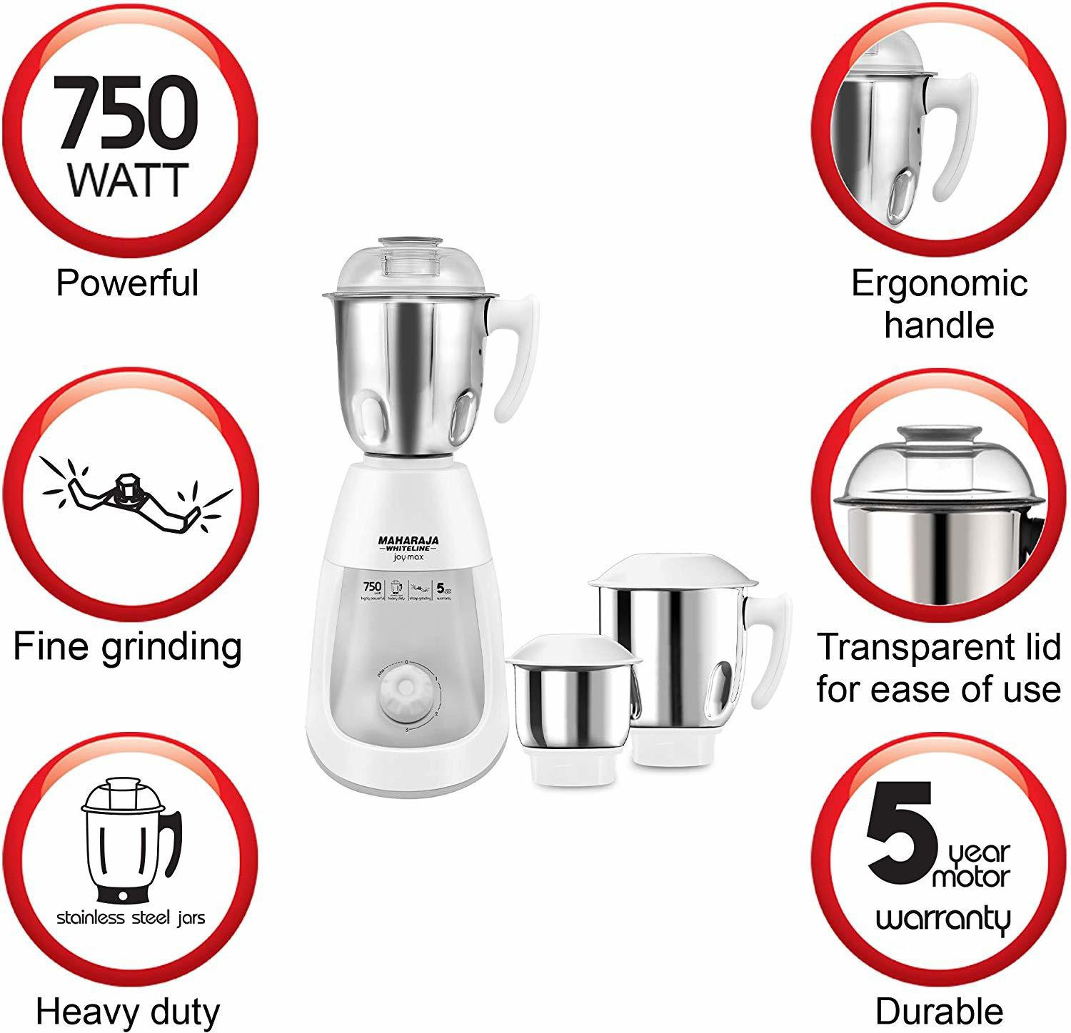 Image of MAHARAJA WHITELINE 750W Range 750 W Juicer Mixer Grinder