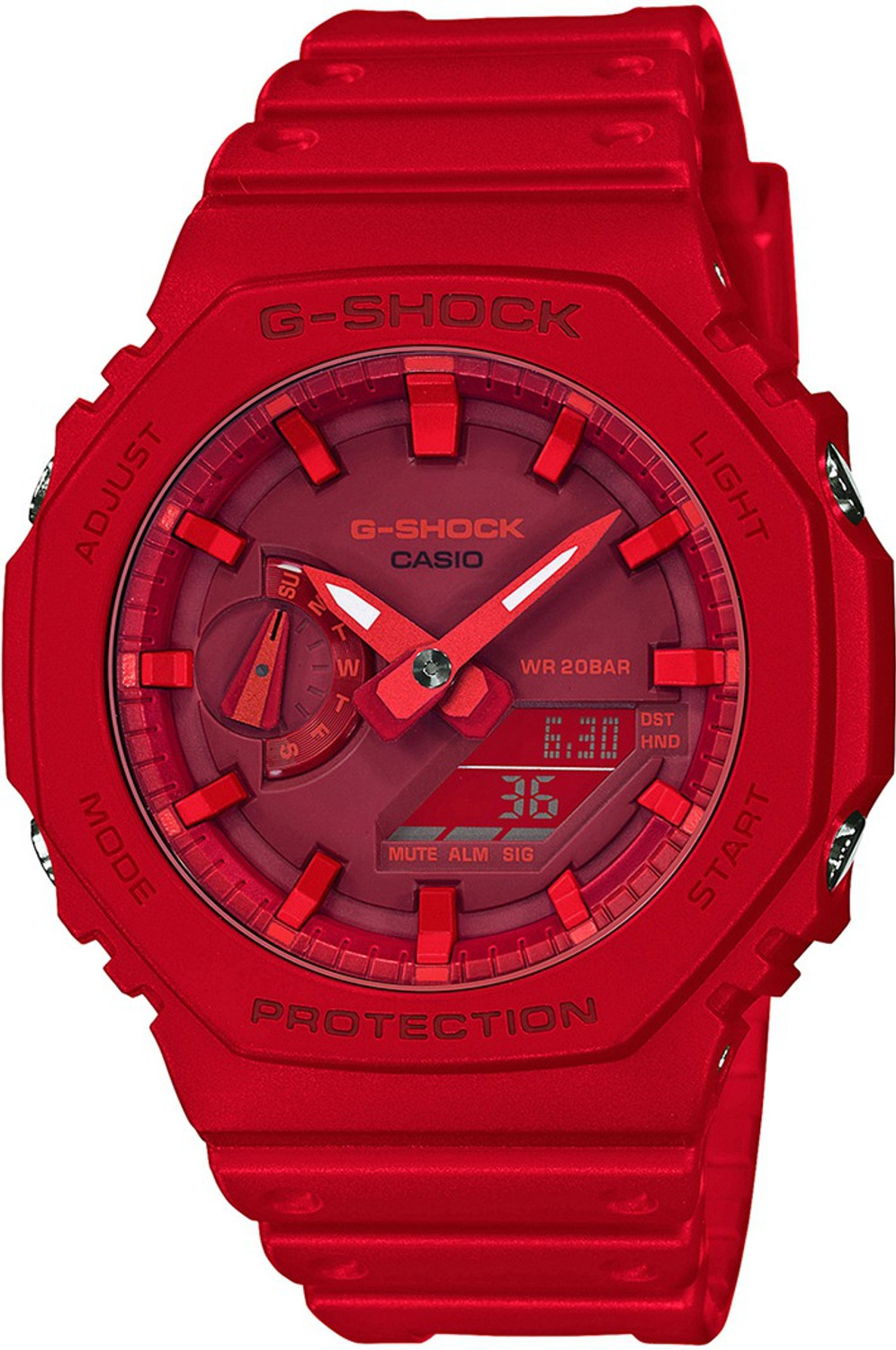 Image of CASIO GA-2100-4ADR G-SHOCK GA-2100-4ADR Red Dial Resin Strap Analog-Digital Watch - For Men