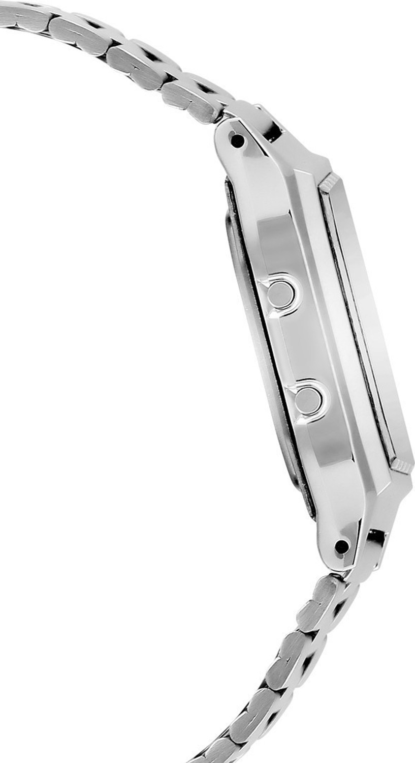 Image of CASIO AQ-230A-7BMQ Vintage AQ-230A-7BHDF White Dial Silver Stainless Steel Band Analog-Digital Watch - For Men & Women