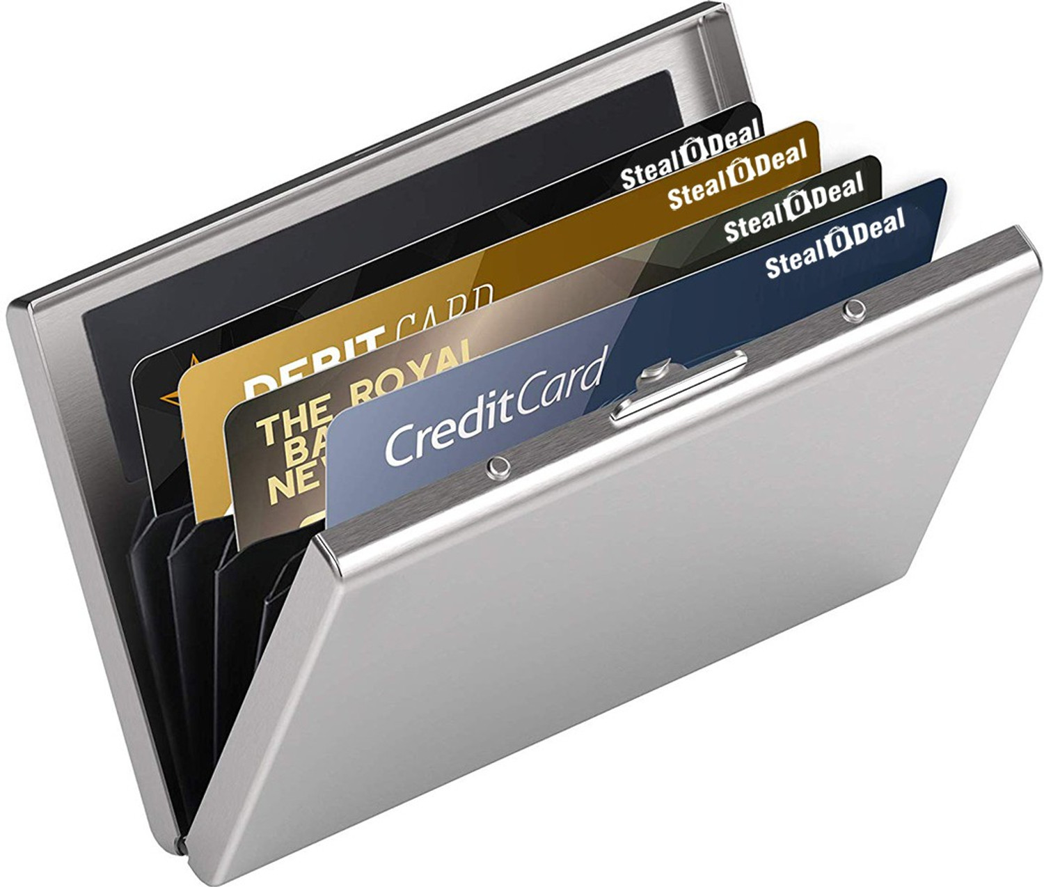 Image of StealODeal RFID Protected Slim Stainless Steel Debit /Credit /ATM Slots 6 Card Holder