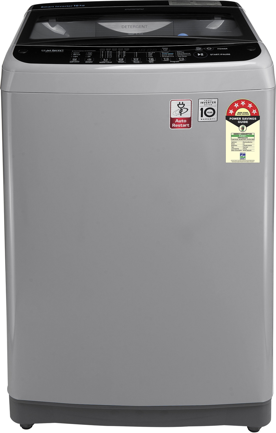 Image of LG 10 kg 5 Star Rating Fully Automatic Top Load Washing Machine Silver