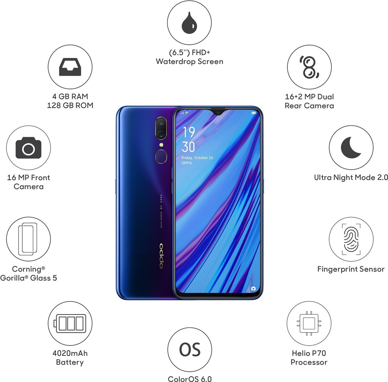 Image of OPPO A9 (Fluorite Purple, 128 GB)