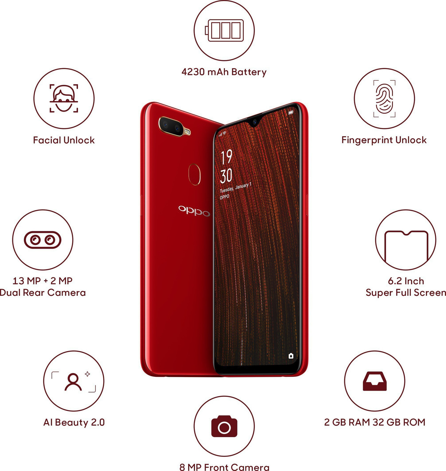 Image of OPPO A5s (Red, 32 GB)