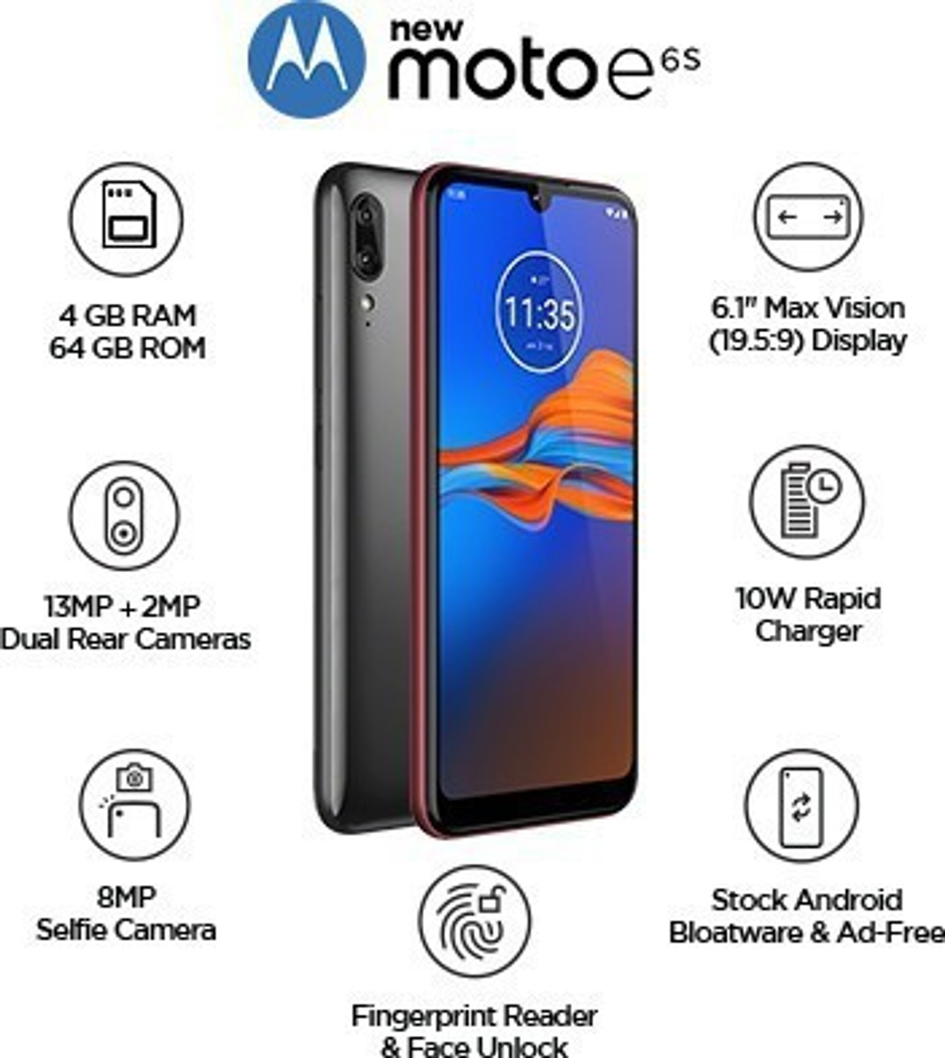 Image of MOTOROLA Moto E6s (Polished Graphite, 64 GB)