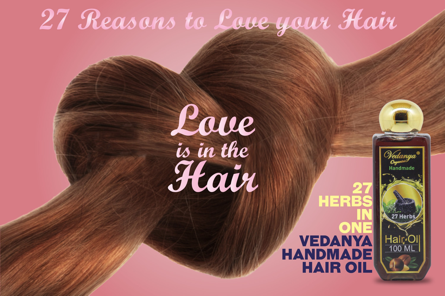 Image of Vedanya Organics handmade hair Oil with 27 herbs- Delays Greying 100 ml. (Pack of 6) Hair Oil