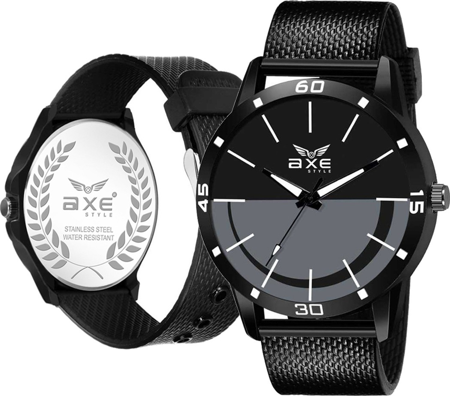 Image of AXE Style X-1203 Black Leather Strap Wrist Watch For Mens & Boys Branded /Brand Hands Analog Watch Analog Watch - For Men