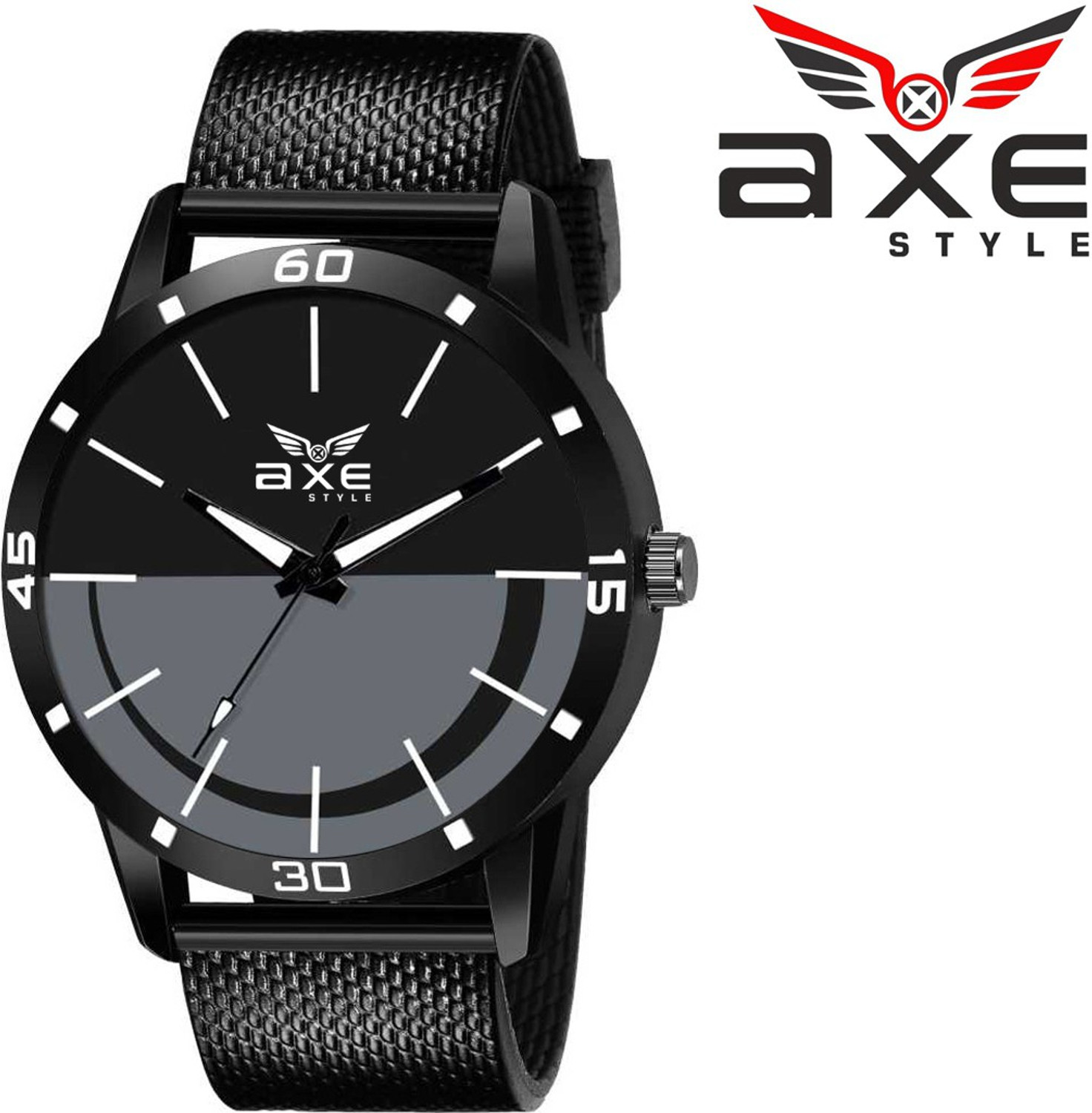 Image of AXE Style X-1203 Black Leather Strap Wrist Watch For Mens & Boys Branded /Brand Hands Analog Watch Analog Watch - For Men