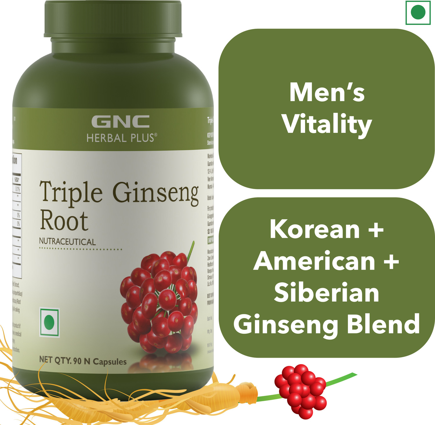 Image of GNC Herbal Plus Triple Ginseng with Korean, American & Siberian Ginseng