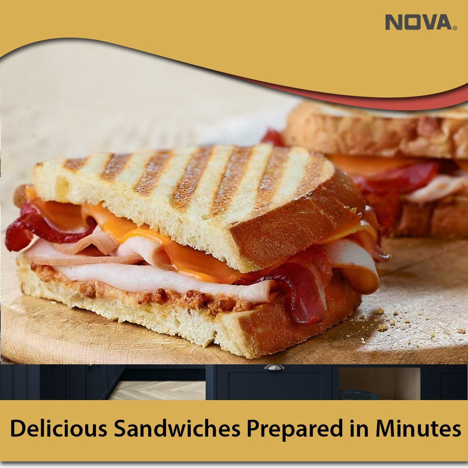 Image of NOVA 2 Slice Panni Grill Sandwich Maker Grill, Toast