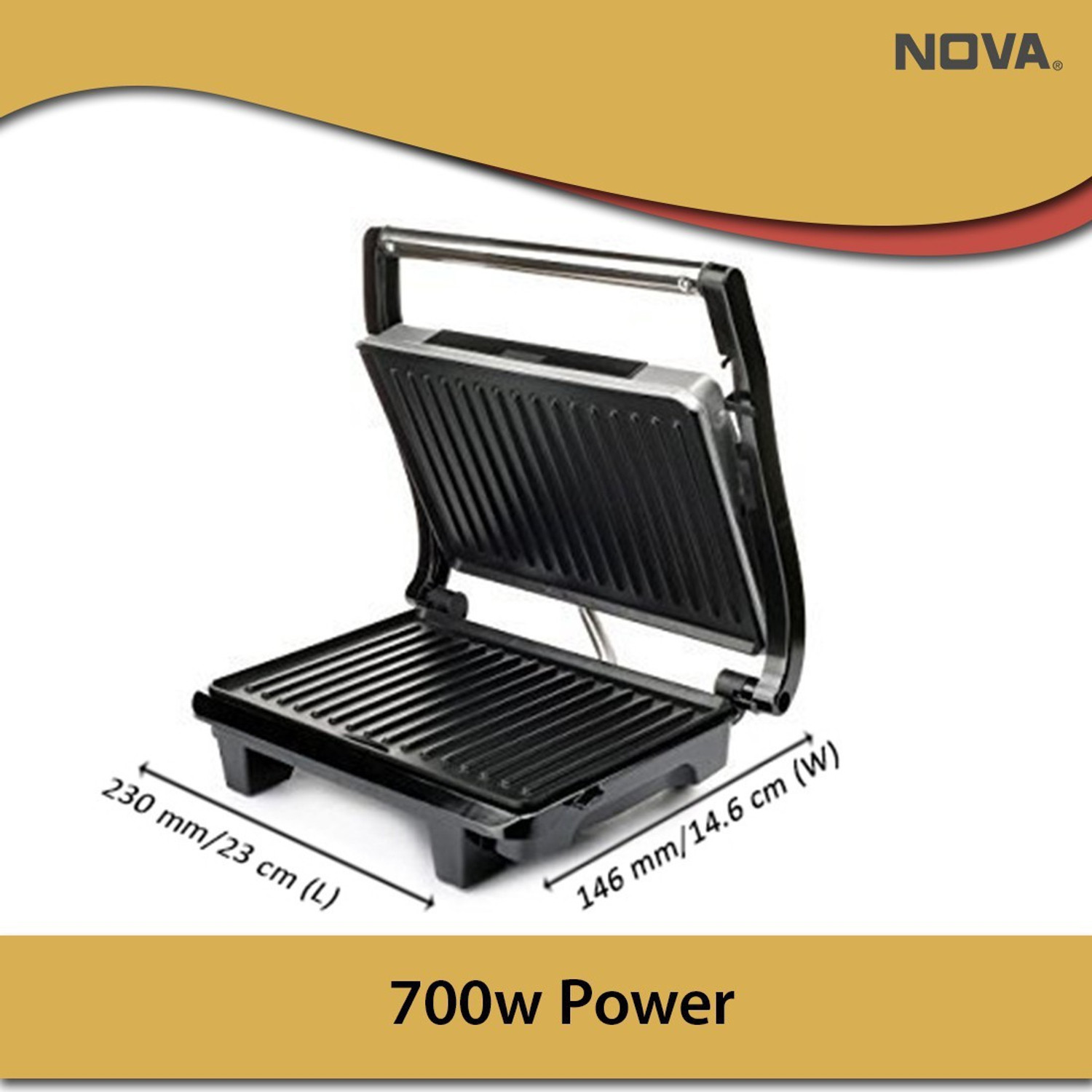 Image of NOVA 2 Slice Panni Grill Sandwich Maker Grill, Toast