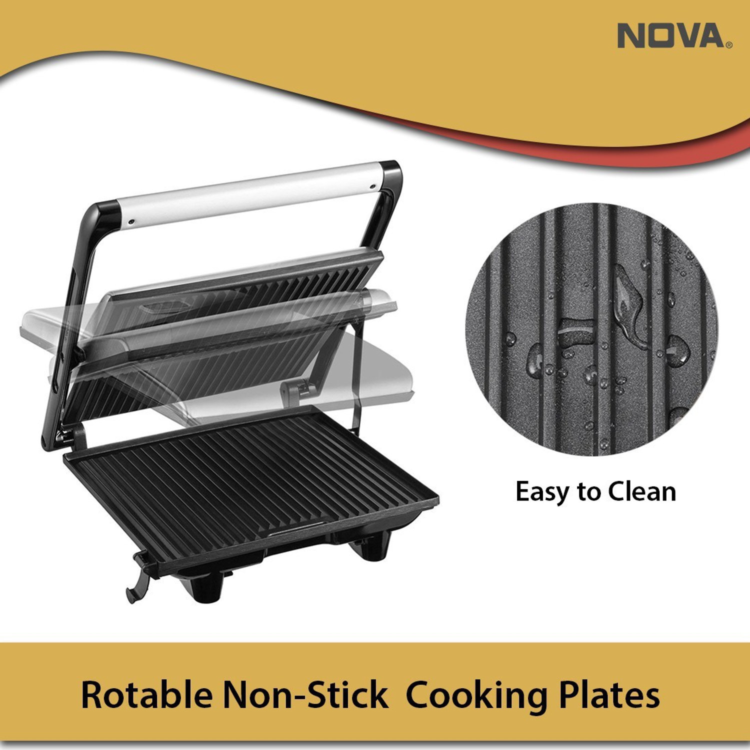 Image of NOVA 2 Slice Panni Grill Sandwich Maker Grill, Toast