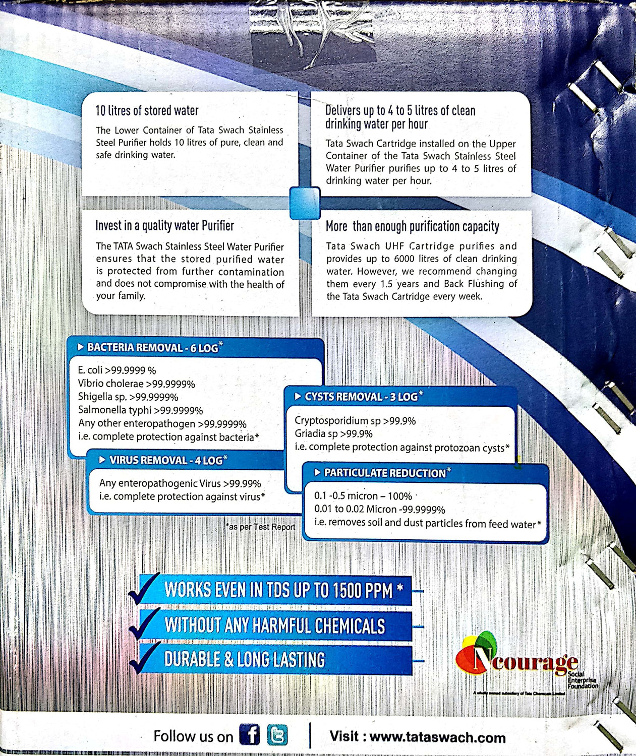 Image of Tata Swach STEEL WATER PURIFIER 20 L Gravity Based + UF Water Purifier