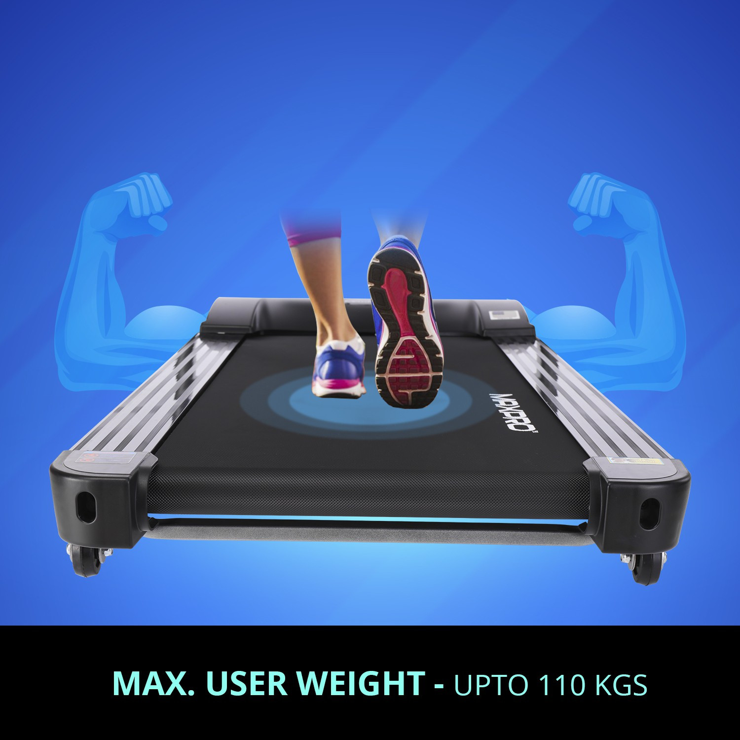 Image of Maxpro PTM405 2 HP Continuous power and 4HP Peak power with Manual Inclination settings Treadmill (Max Weight:110 kg)
