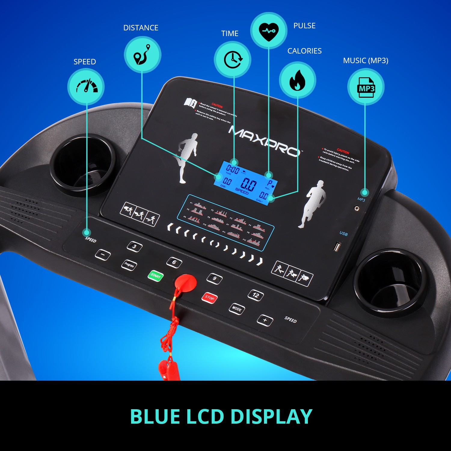 Image of Maxpro PTM405 2 HP Continuous power and 4HP Peak power with Manual Inclination settings Treadmill (Max Weight:110 kg)