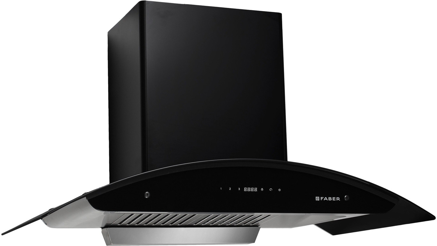 Image of FABER Hood Primus Plus Energy HC SC BK 90 / Hood Primus Plus Energy SC HC BK 90 Auto Clean with Powerful Suction Capacity Wall Mounted BK GLASS+SS 1500 CMH Chimney