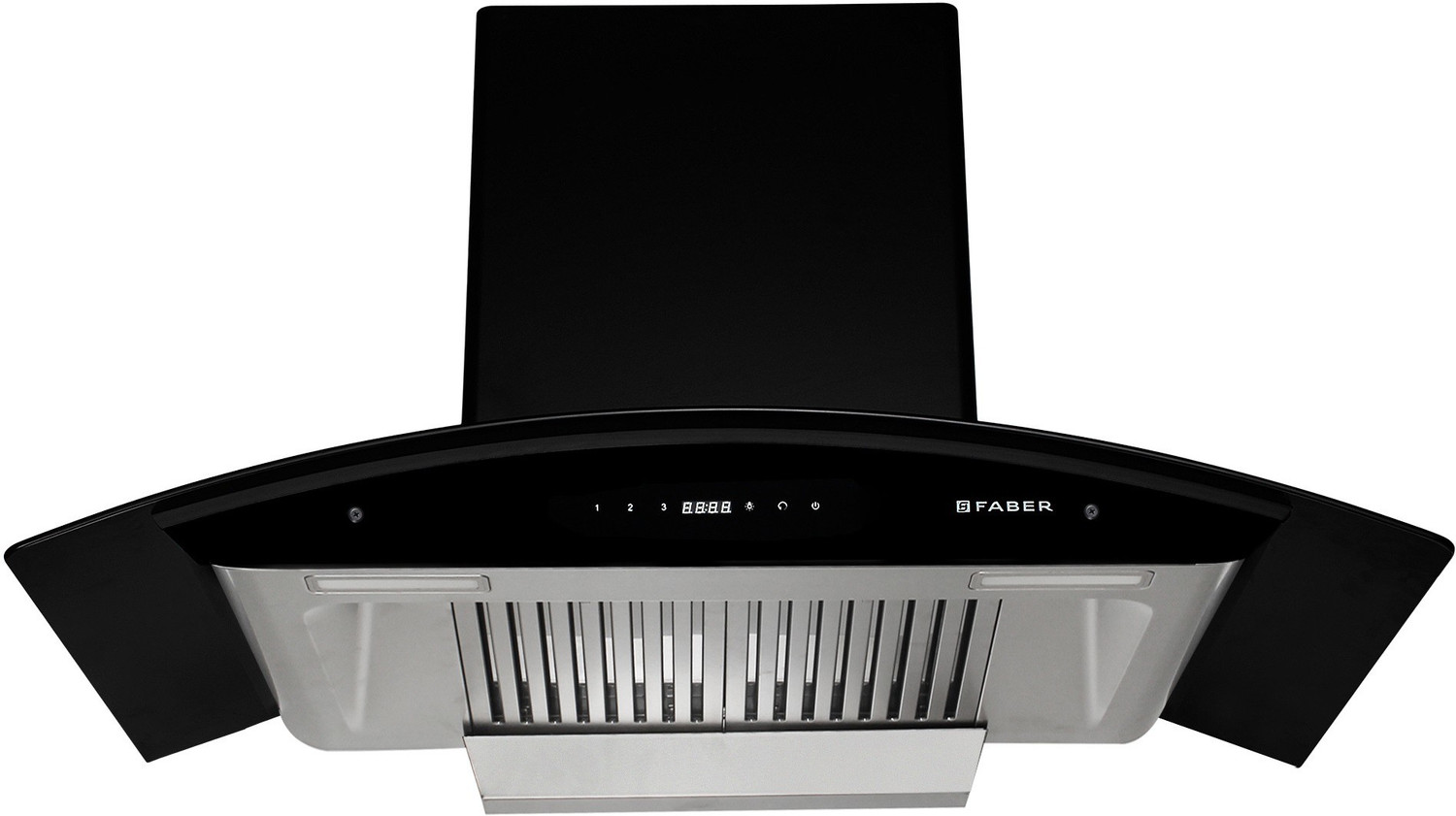 Image of FABER Hood Primus Plus Energy HC SC BK 90 / Hood Primus Plus Energy SC HC BK 90 Auto Clean with Powerful Suction Capacity Wall Mounted BK GLASS+SS 1500 CMH Chimney