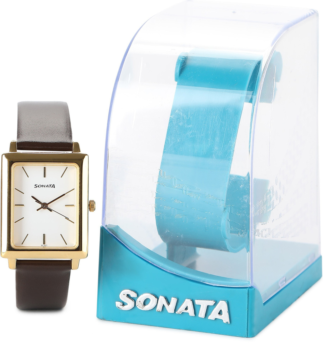 Image of SONATA Sonata Quartz White Dial Brown Leather Strap Analog Watch - For Men