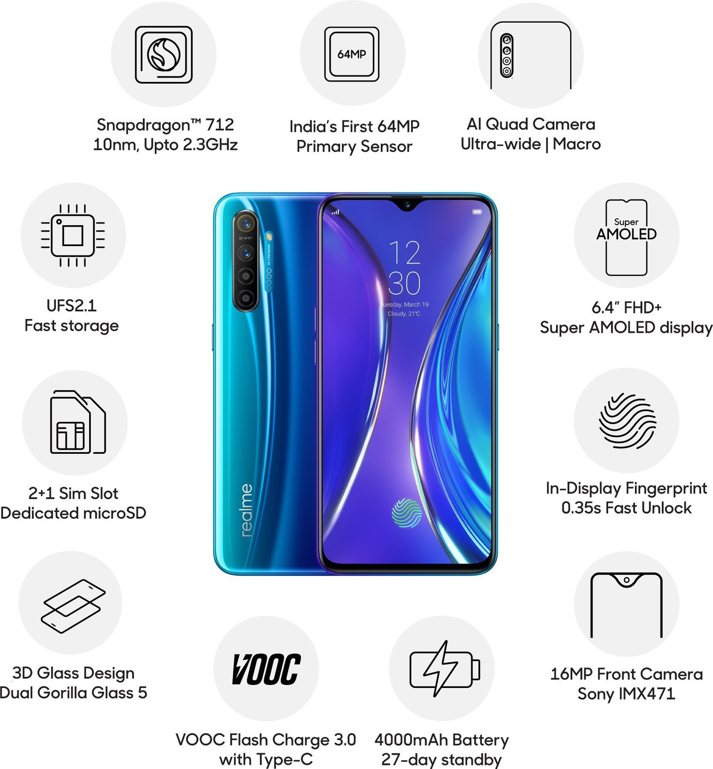 Image of realme XT (Pearl Blue, 128 GB)