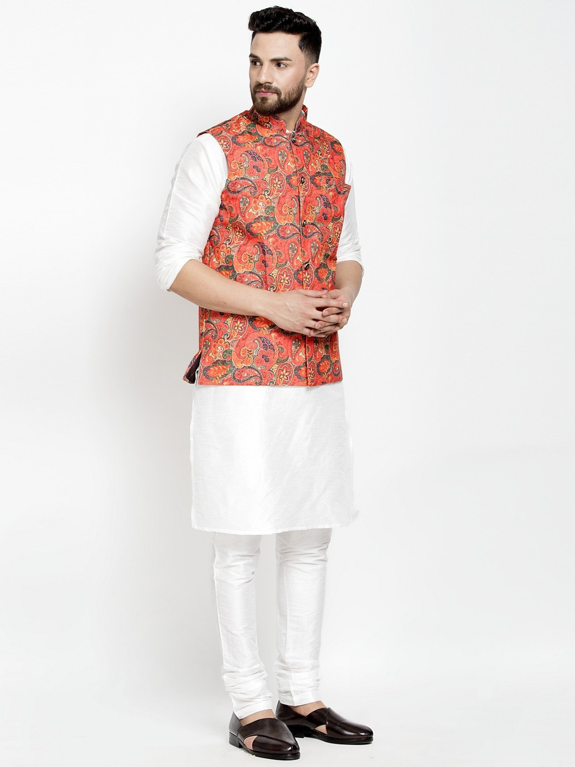 Image of BENSTOKE Men Kurta Churidar Ethnic Jacket Set