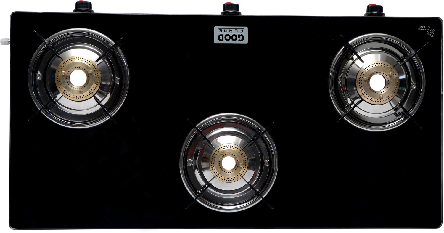 Image of goodflame 3BURNER MAX ECO ISI QUALITY MARK 1 YEAR WARRANTY Glass Manual Gas Stove