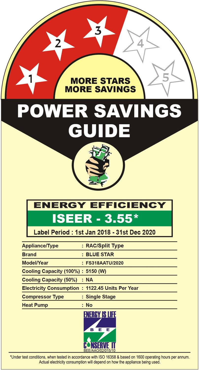 Image of Blue Star 1.5 Ton 3 Star Split AC - White (FS318AATU /FS318YLTU, Copper Condenser)