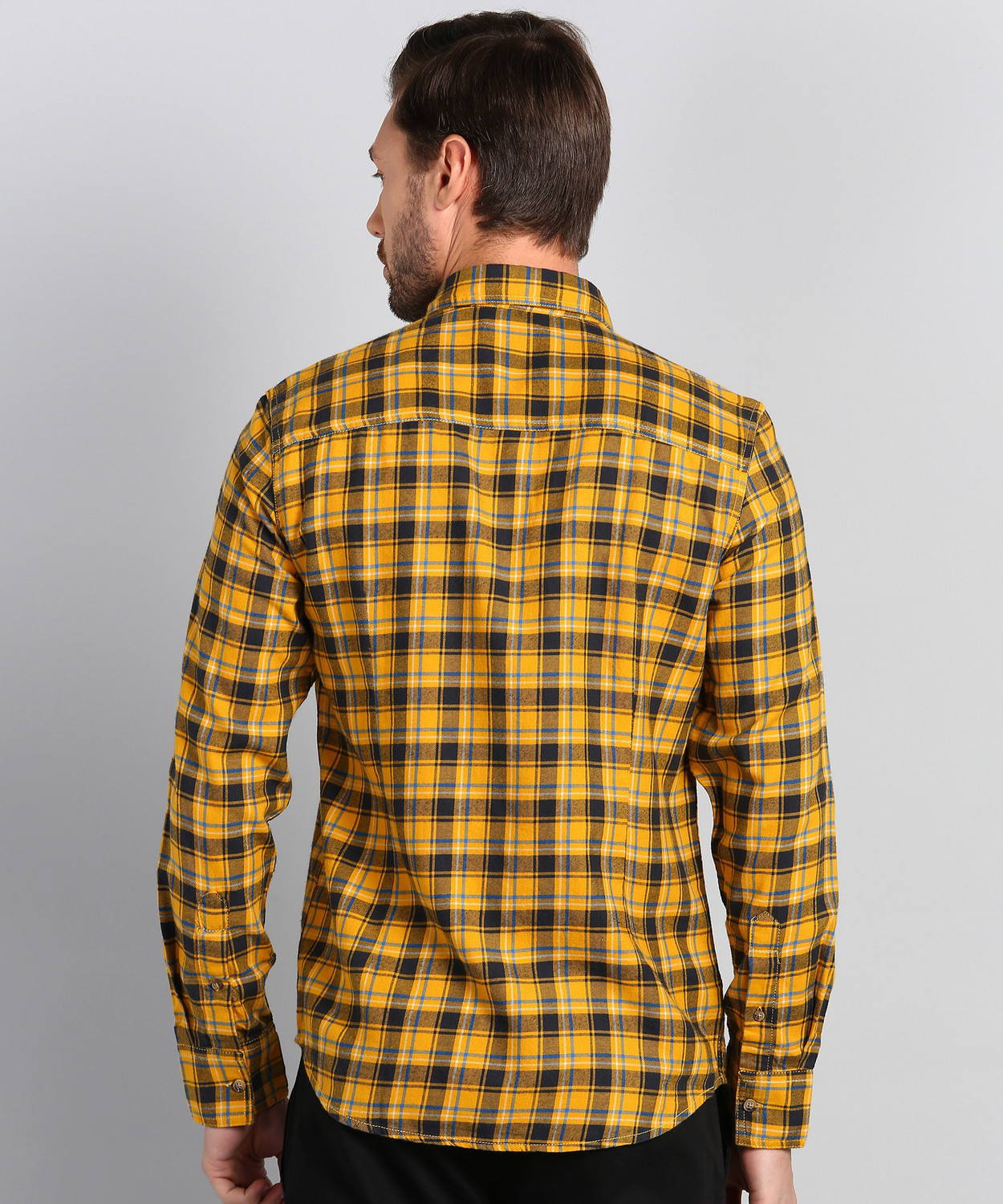 Image of FLYING MACHINE Men Slim Fit Checkered Spread Collar Casual Shirt
