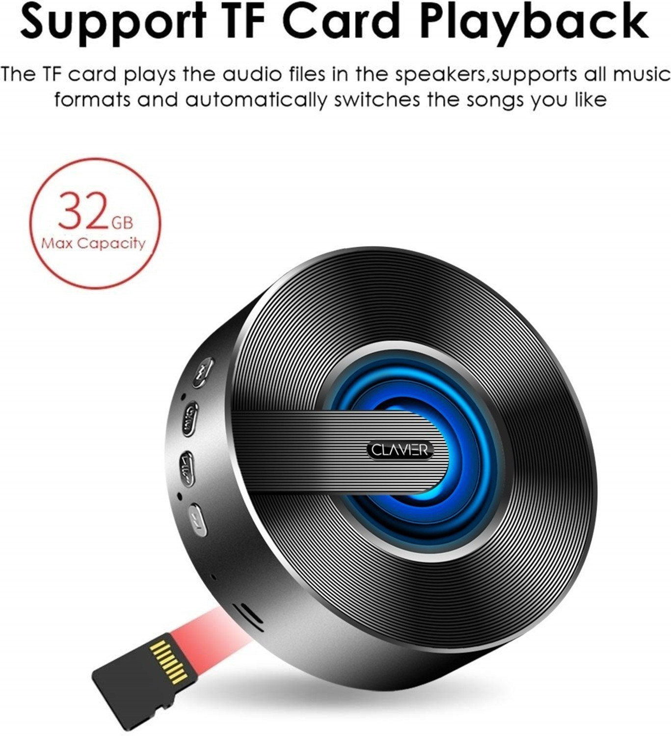 Image of Clavier Pluto Portable Bluetooth Speaker, 10 W Bluetooth Speaker (Black, Stereo Channel)