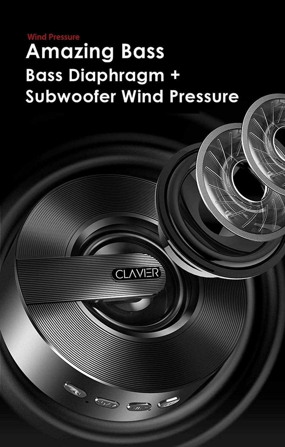 Image of Clavier Pluto Portable Bluetooth Speaker, 10 W Bluetooth Speaker (Black, Stereo Channel)