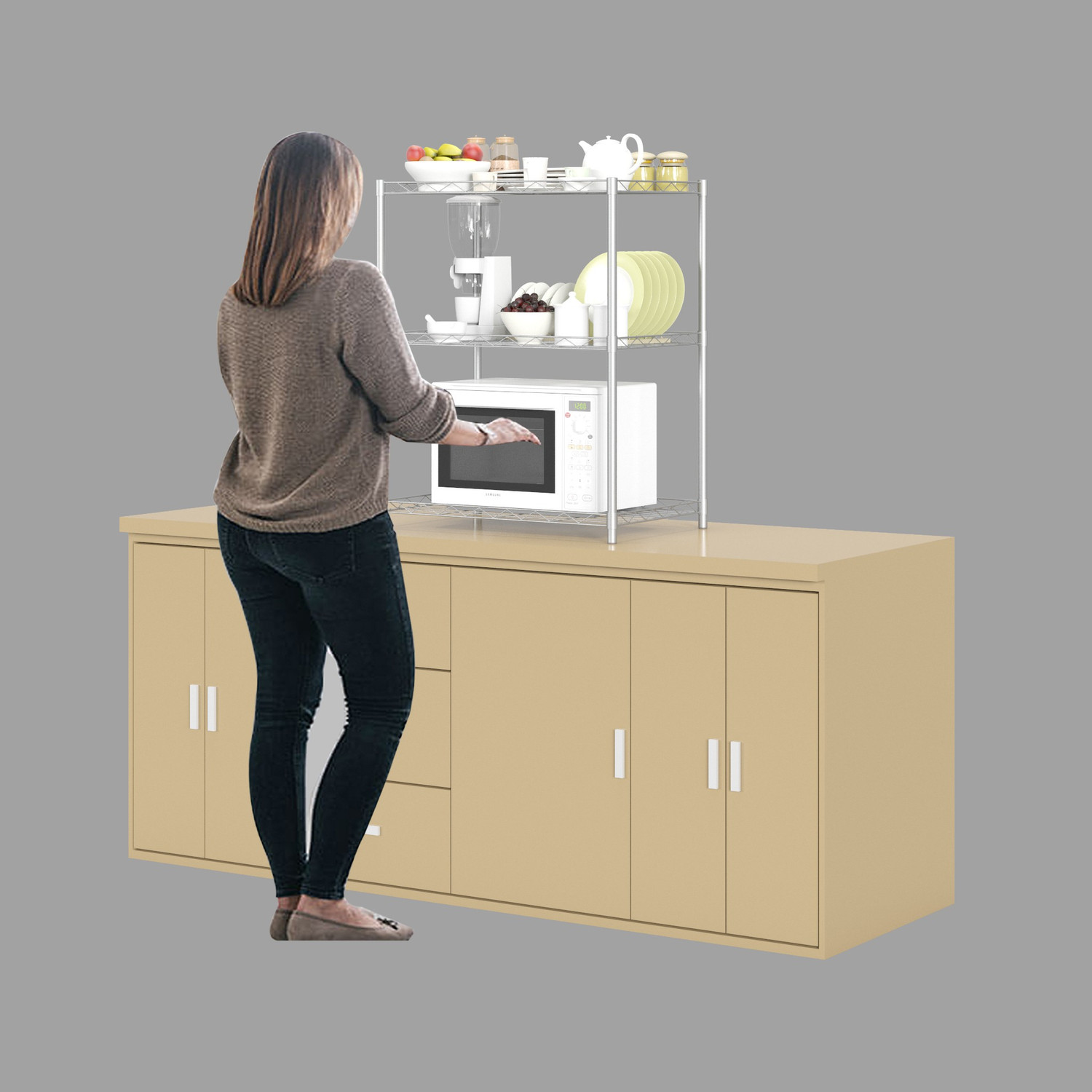 Image of Flipkart Perfect Homes Studio Metal Crockery Cabinet