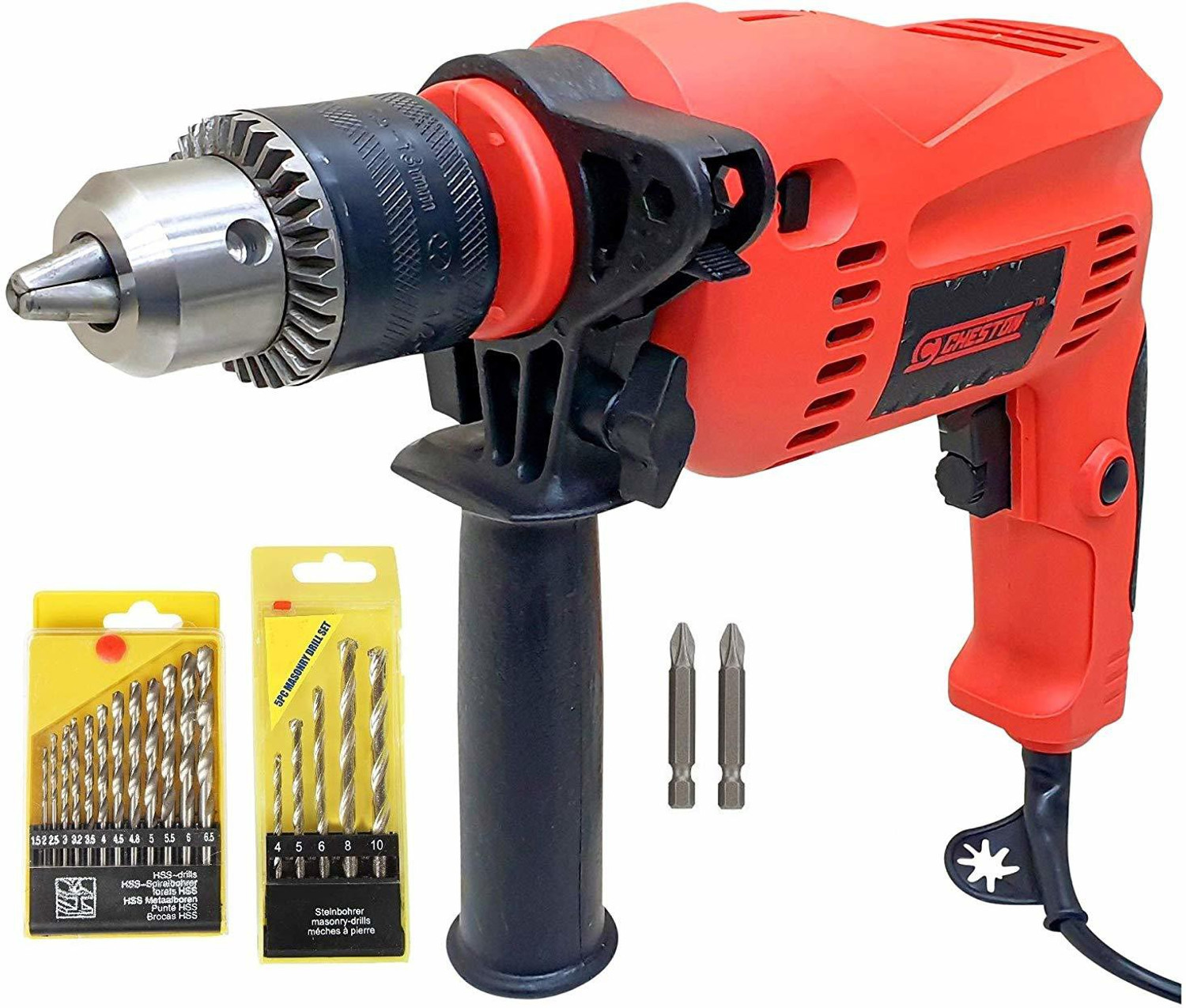Image of CHESTON 13mm Impact Machine Reversible Hammer Driver Variable Speed Screwdriver CHD-13RE-13MM.KIT. Pistol Grip Drill