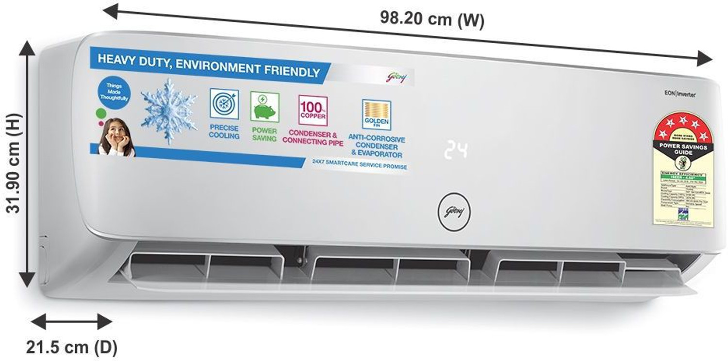 Image of Godrej 1.5 Ton 5 Star Split Inverter AC - White (GIC 18HTC5-WTA, Copper Condenser)