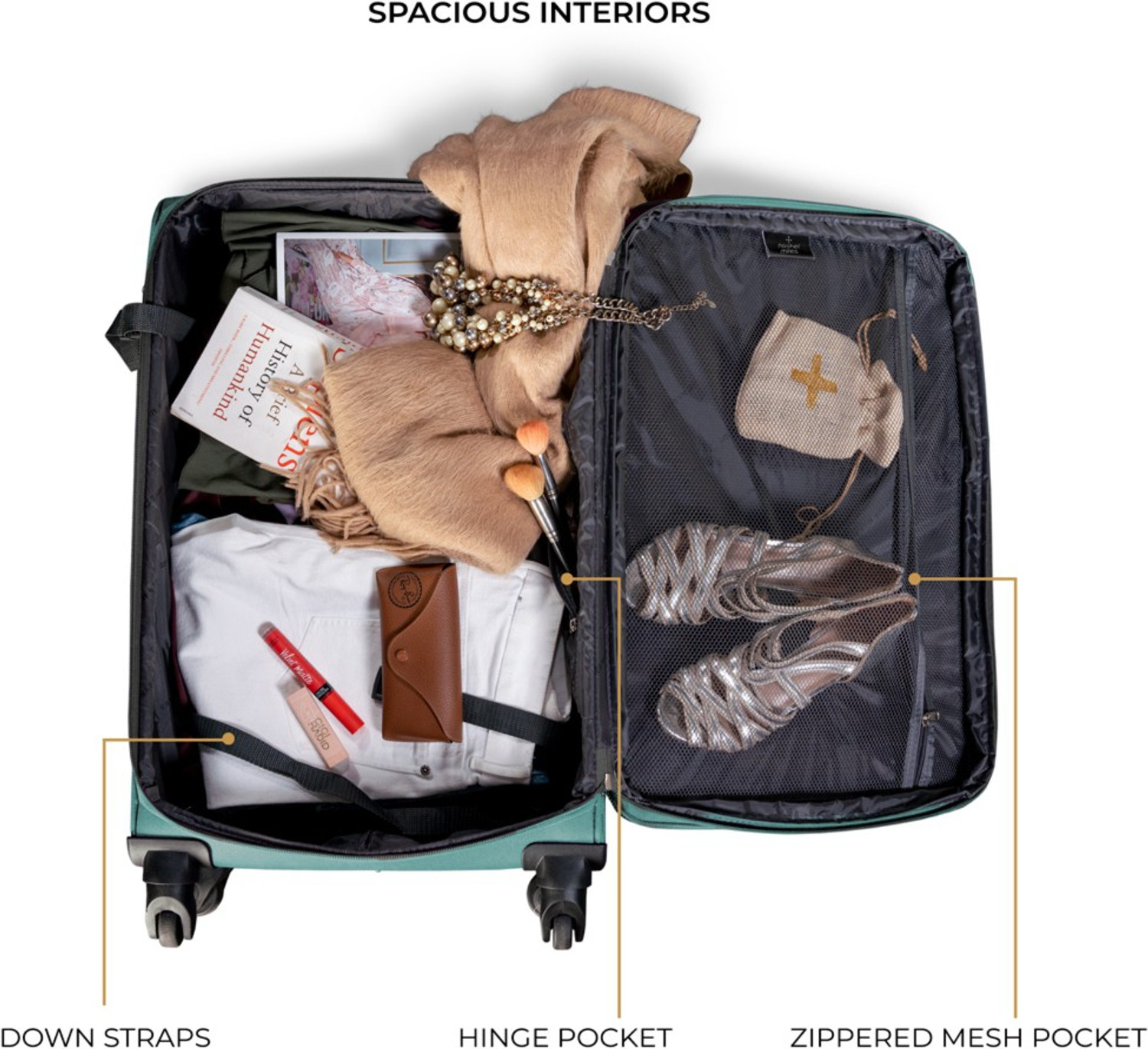 Image of NASHER MILES Dallas Expander soft-sided Polyester Cabin Luggage Cyan 20 inch |55cm Trolley bag Expandable Cabin Suitcase 4 Wheels - 20 inch