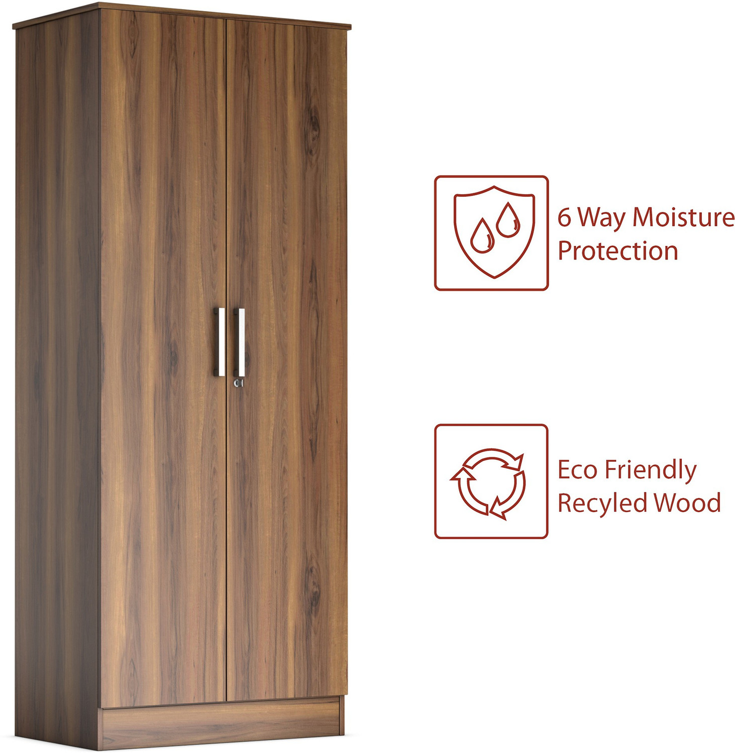 Image of Flipkart Perfect Homes Julian Engineered Wood 2 Door Wardrobe