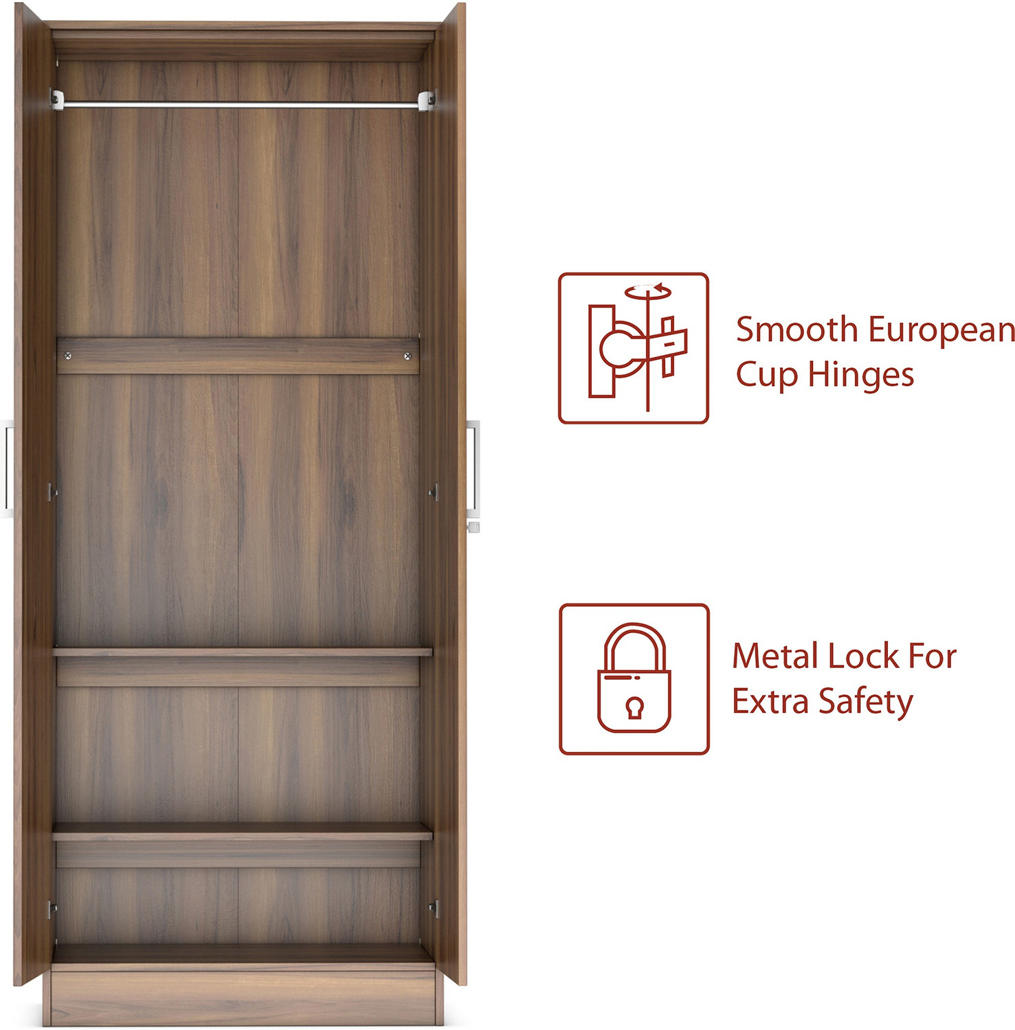 Image of Flipkart Perfect Homes Julian Engineered Wood 2 Door Wardrobe