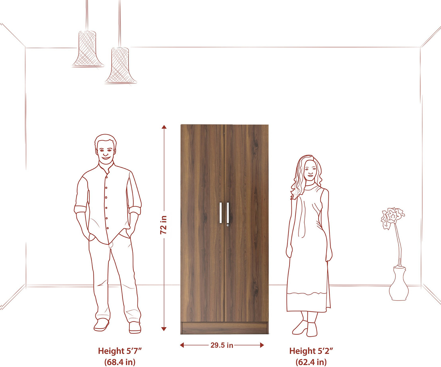 Image of Flipkart Perfect Homes Julian Engineered Wood 2 Door Wardrobe