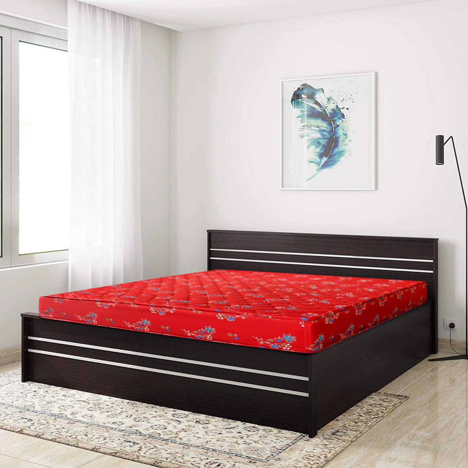 Image of KURLON Rutile, Natural Rubberised Coir Pad, Breathable,Natural Cooling, PU Quilted Top 5 inch Queen Coir Mattress