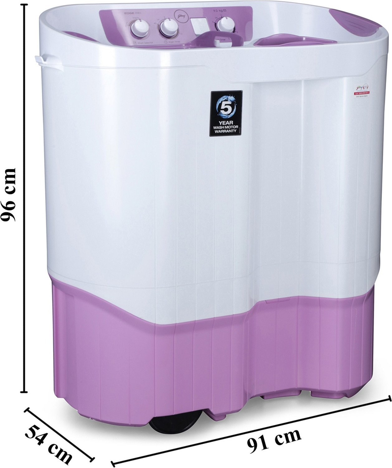 Image of Godrej 9 kg Semi Automatic Top Load Washing Machine White, Purple