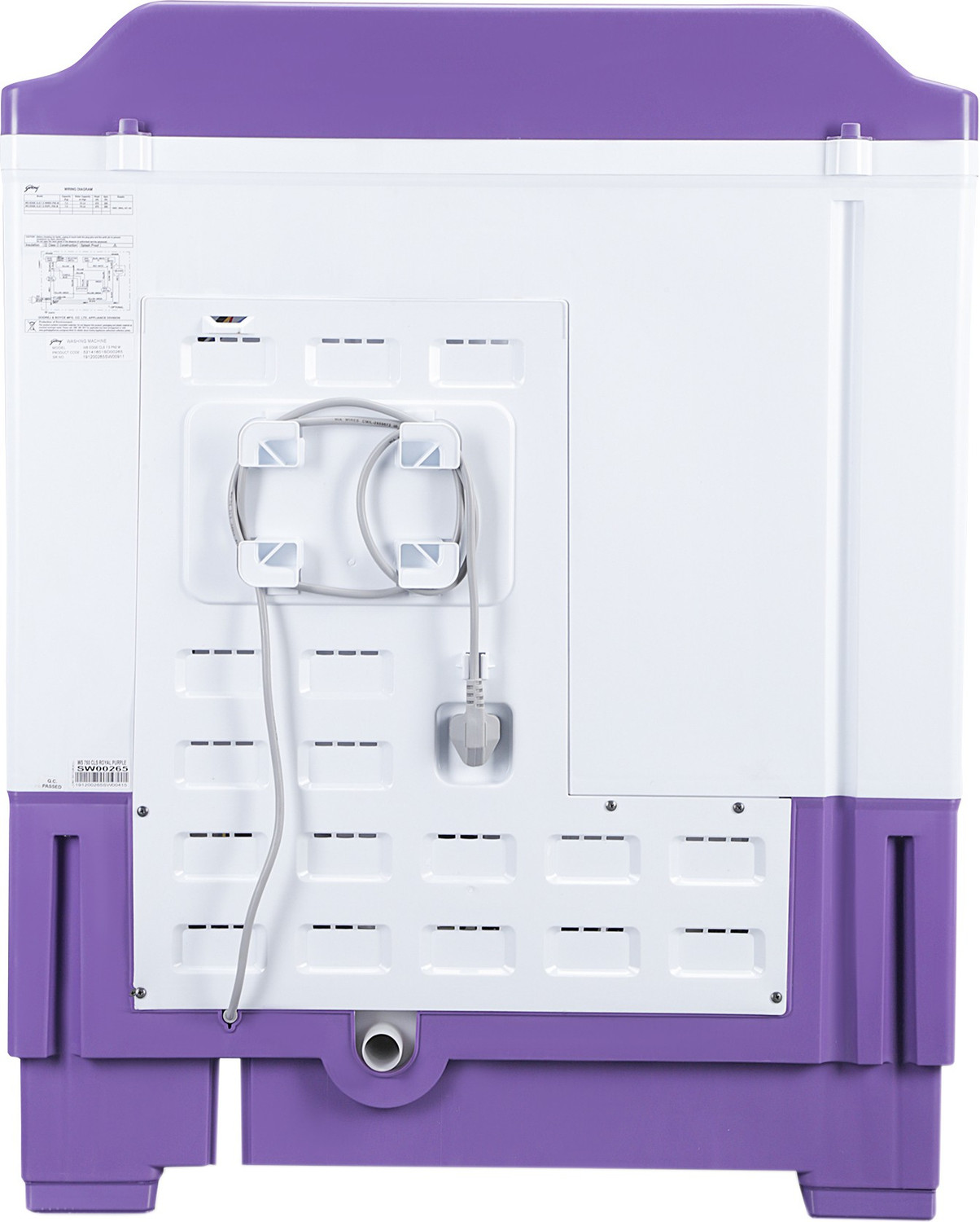 Image of Godrej 7.5 kg Semi Automatic Top Load Washing Machine White, Purple