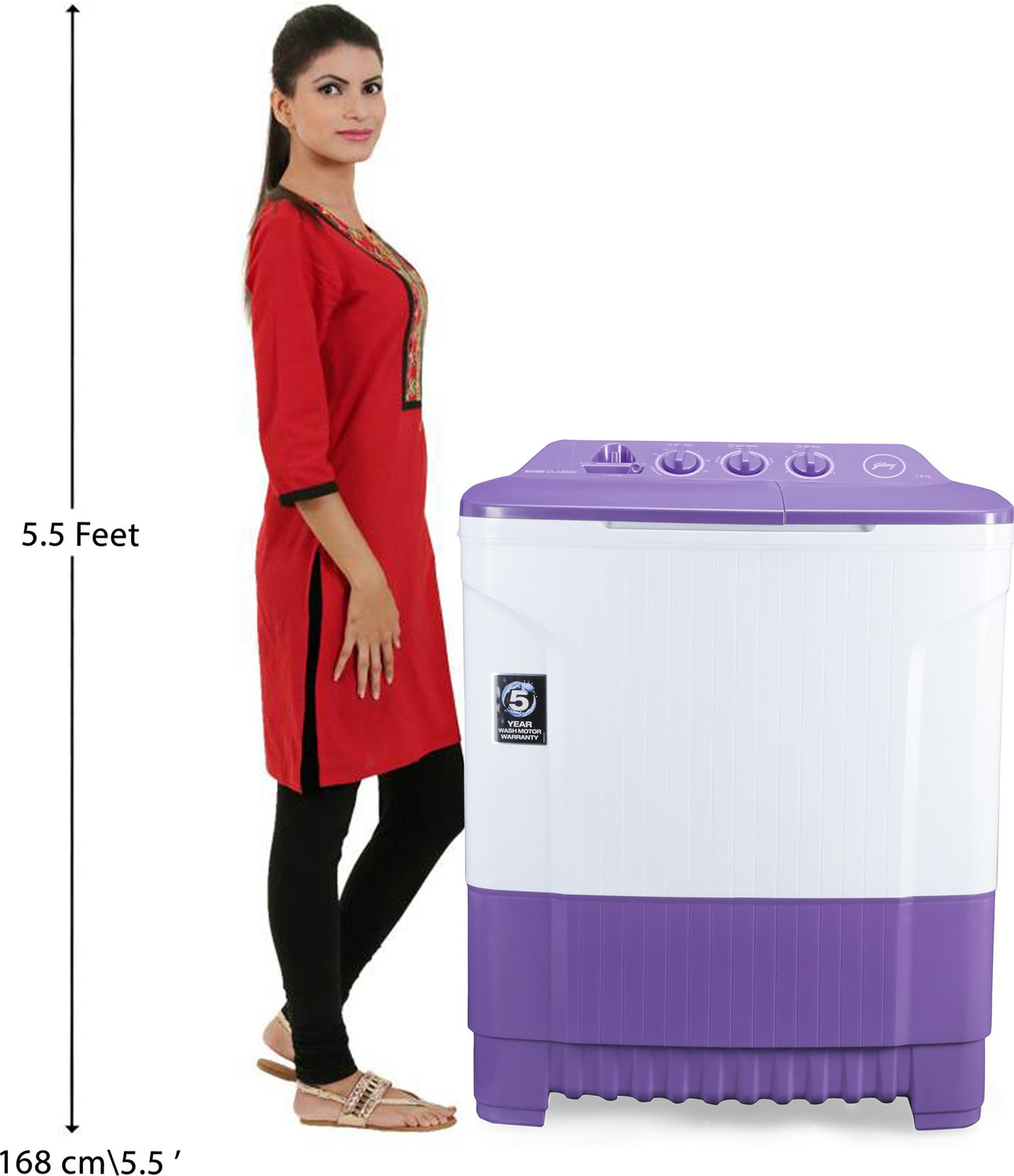 Image of Godrej 7.5 kg Semi Automatic Top Load Washing Machine White, Purple