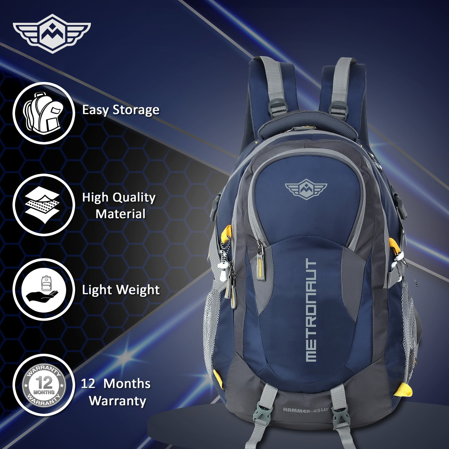 Image of METRONAUT Hammer Hi storage Travel 40L with rain cover 40 L Laptop Backpack