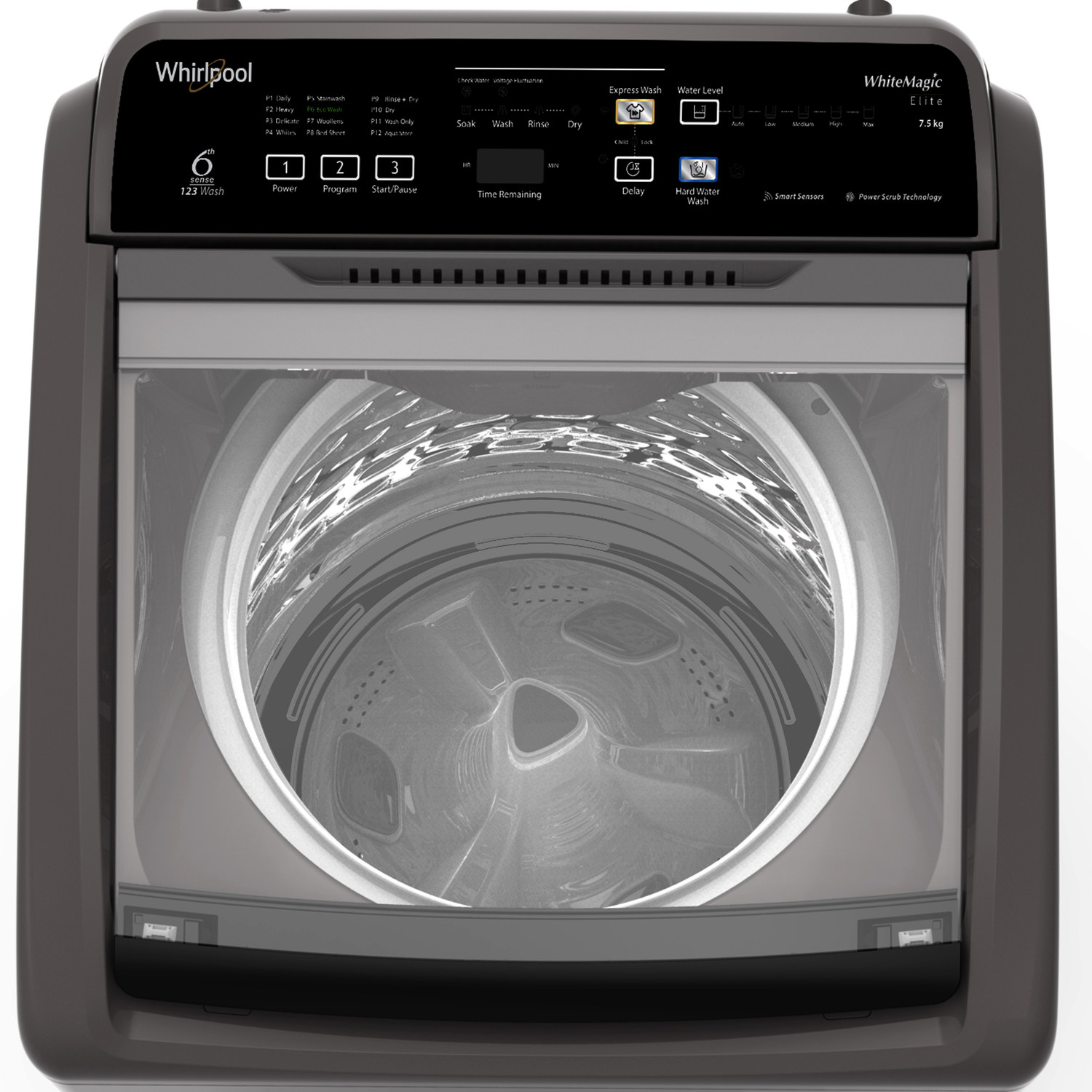 Image of Whirlpool 7.5 kg 5 Star, Hard Water wash Fully Automatic Top Load Washing Machine Grey