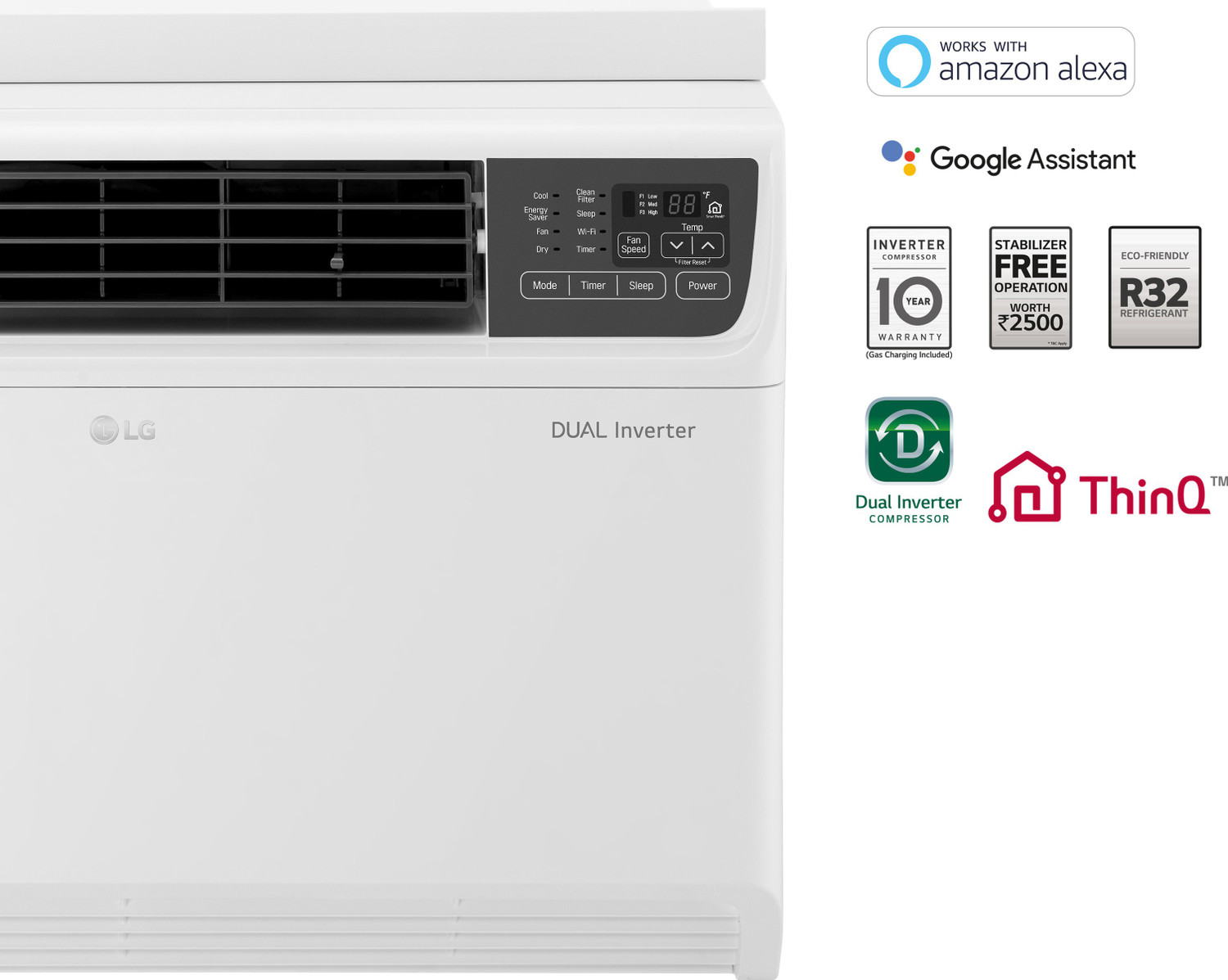 Image of LG 2 Ton 5 Star Window Inverter AC - White