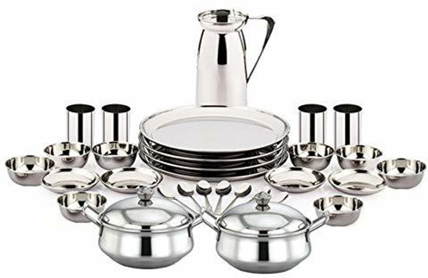 Image of TWIN BIRDS Pack of 33 Stainless Steel Dinner Set (Silver)