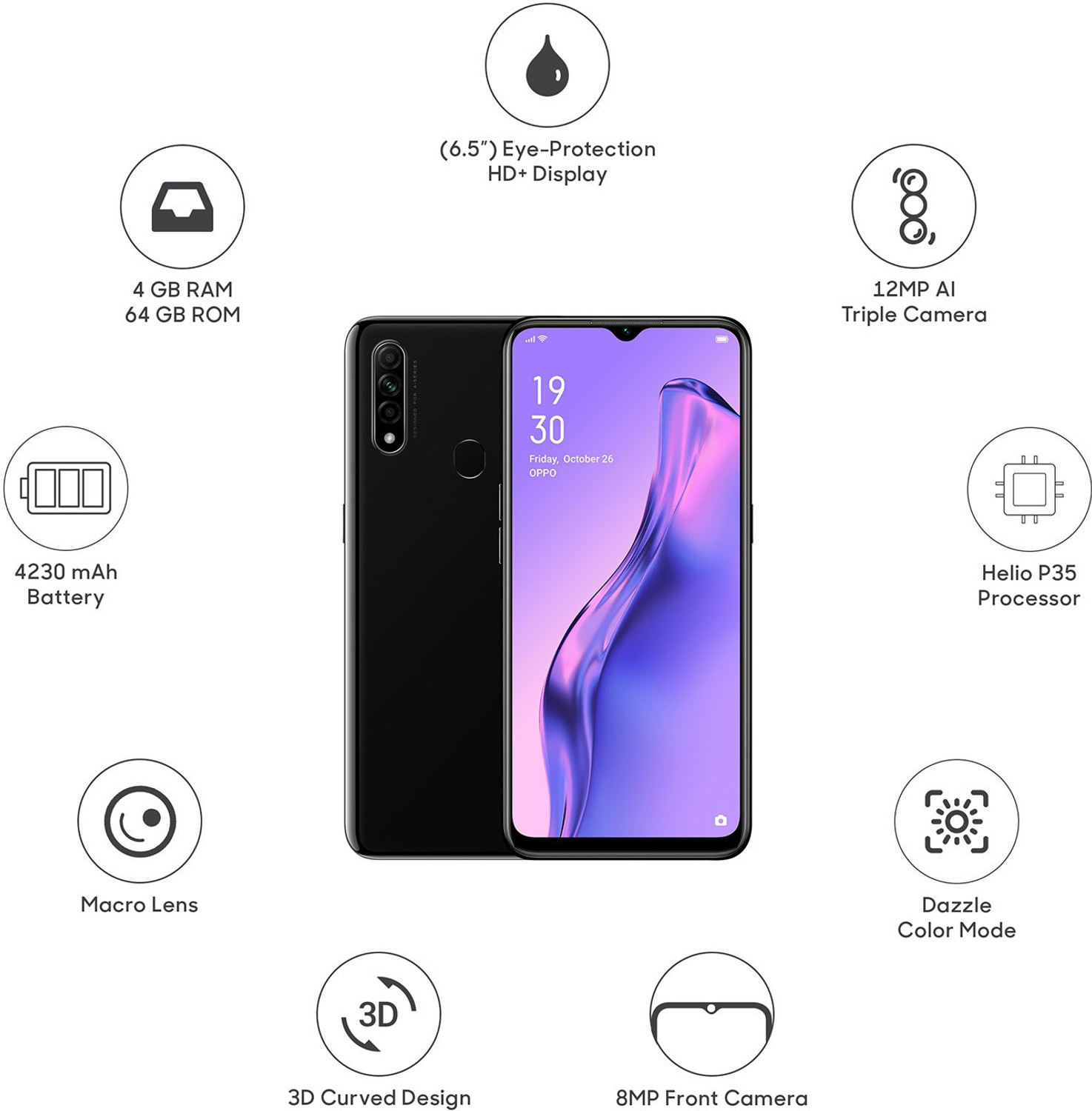 Image of OPPO A31 (Mystery Black, 64 GB)