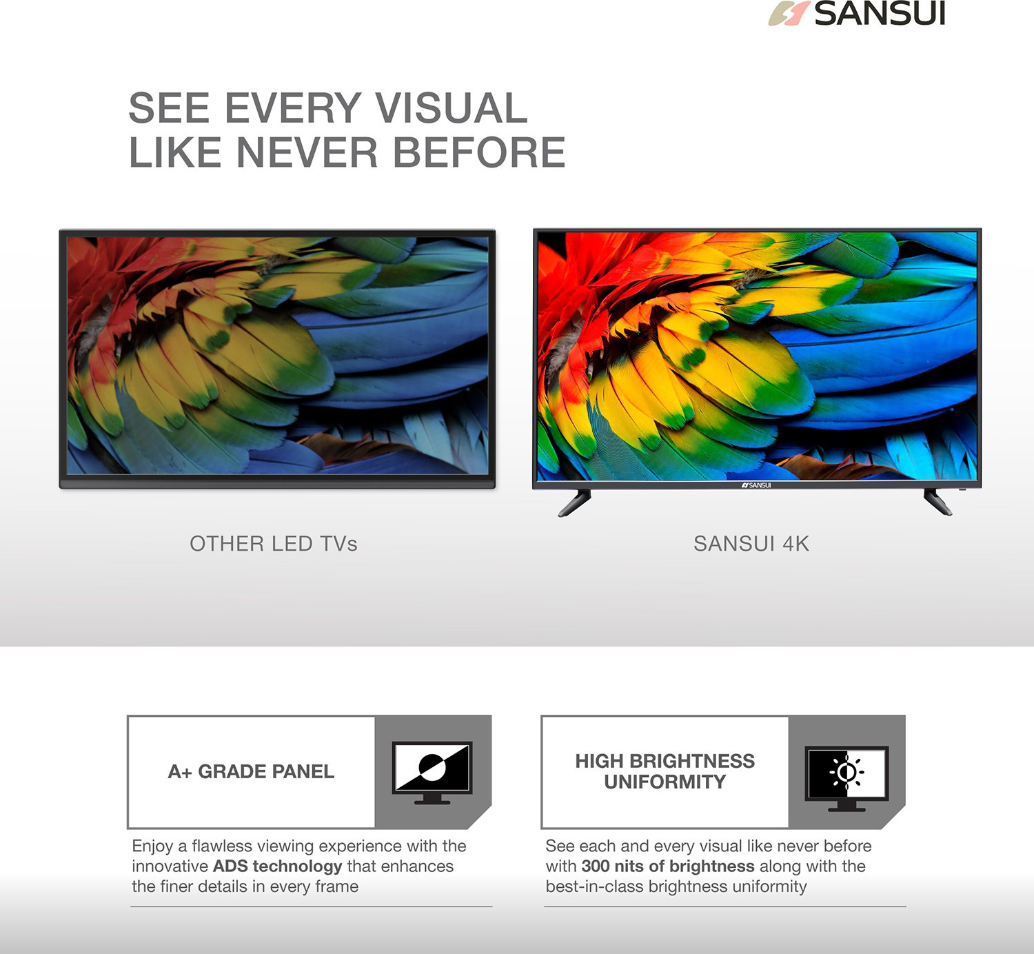 Image of Sansui Pro View 109 cm (43 inch) Ultra HD (4K) LED Smart Android Based TV with Powered by dbx-tv Sound (43UHDAOSP)