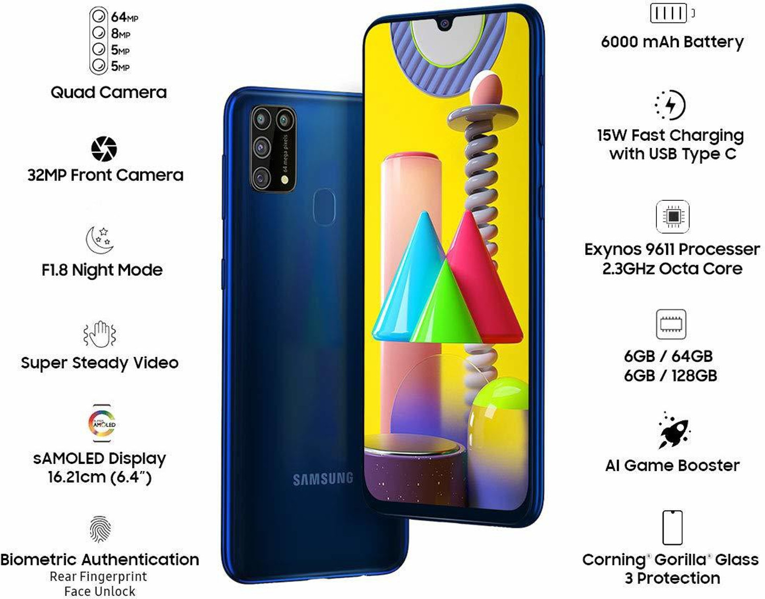 Image of Samsung M31 (Ocean Blue, 128 GB)