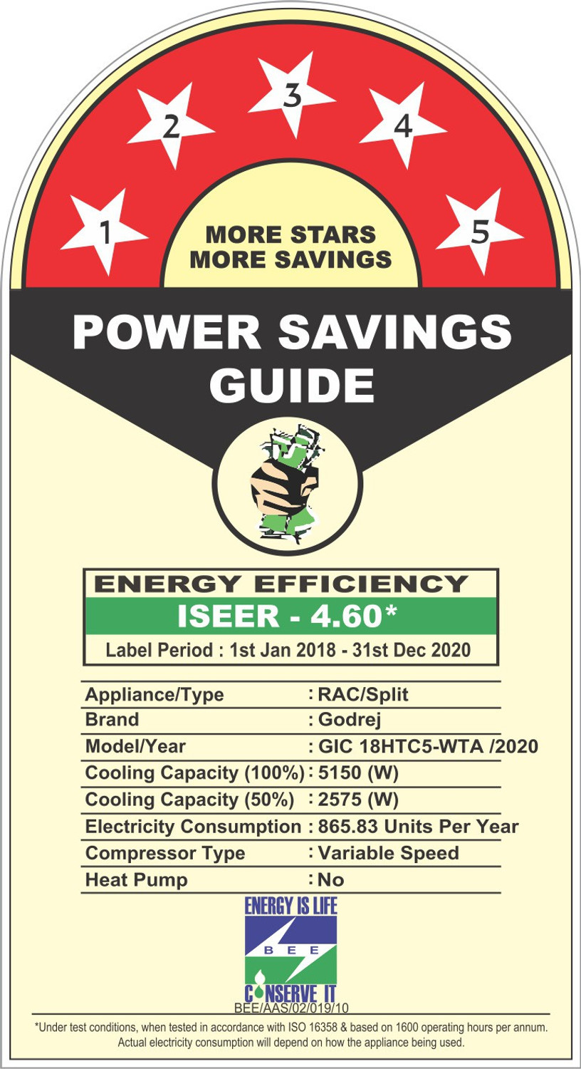 Image of Godrej 1.5 Ton 5 Star Split Inverter AC - White (GIC 18HTC5-WTA, Copper Condenser)