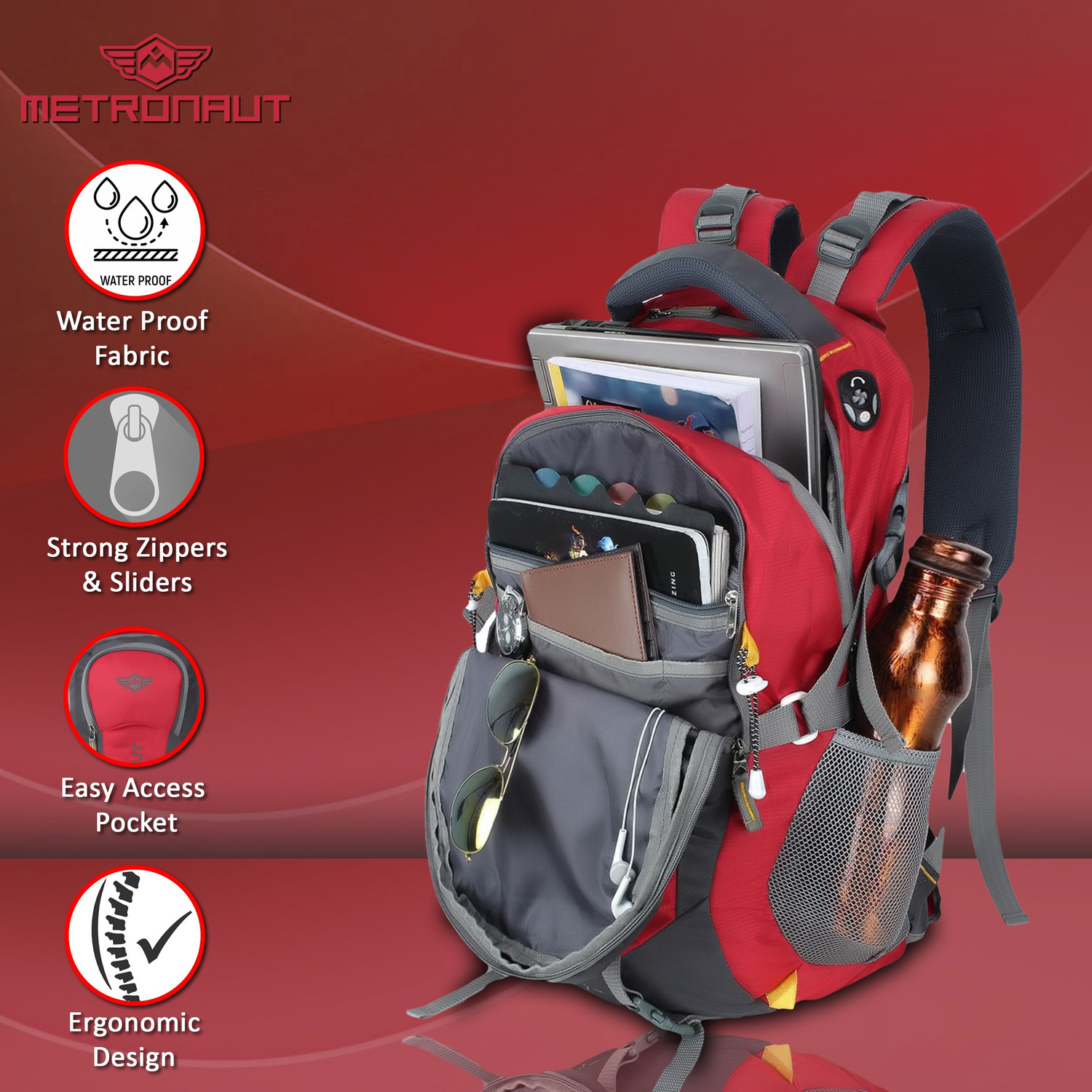 Image of METRONAUT Hammer Hi storage Travel 40L with rain cover 40 L Laptop Backpack